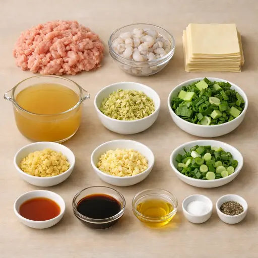 Ingredients for Ginger Lemongrass Wonton Soup