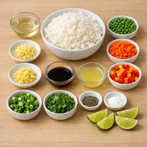 Ingredients for Ginger Lime Fried Rice