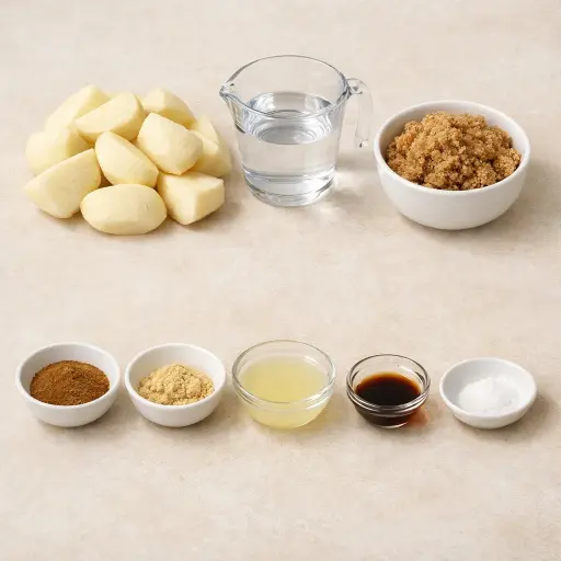 Ingredients for Ginger Spiced Homemade Applesauce