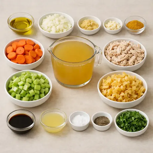 Ingredients for Ginger Turmeric Chicken Noodle Soup