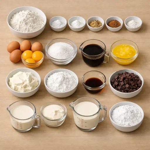 Ingredients for Gingerbread Yule Log