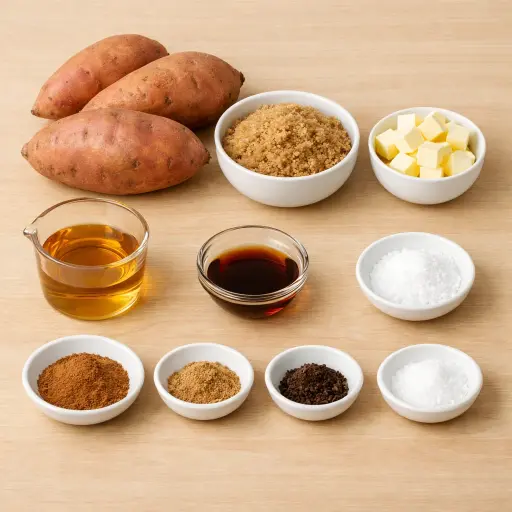 Ingredients for Glazed Caramel Sweet Potatoes