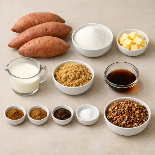 Ingredients for Glazed Harvest Sweet Potato Bake