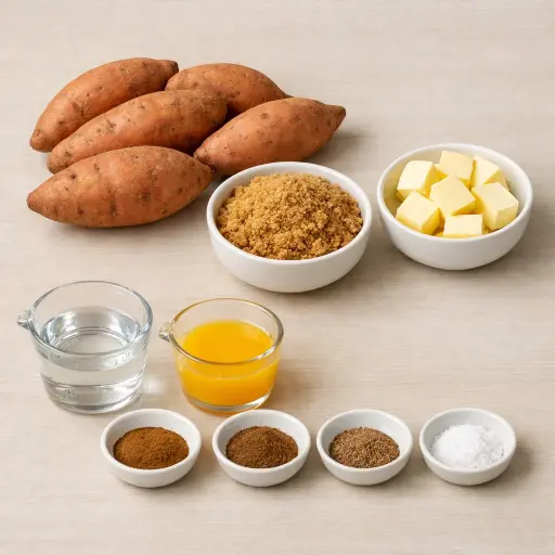 Ingredients for Glazed Sweet Potatoes