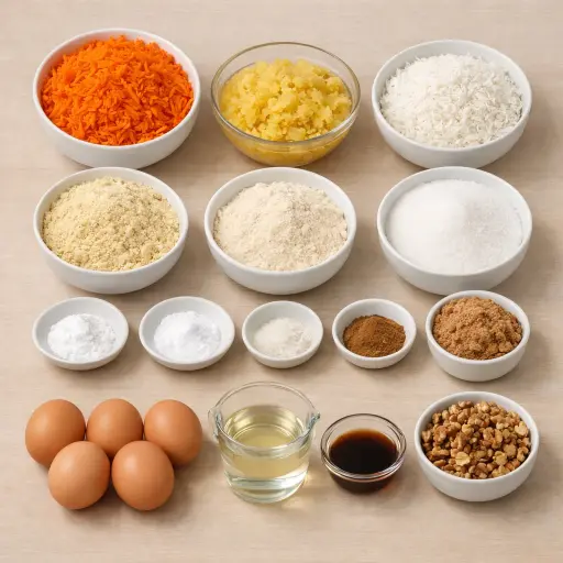 Ingredients for Gluten-Free Tropical Carrot Cake