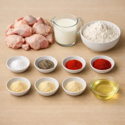 Ingredients for Golden Buttermilk Fried Chicken