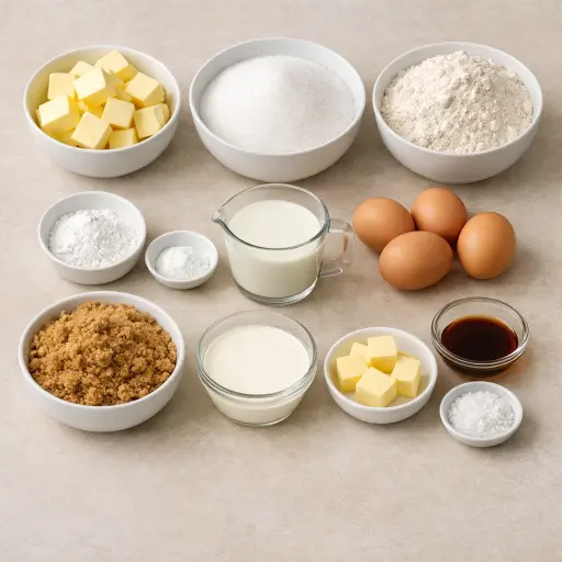 Ingredients for Golden Caramel Cloud Cake