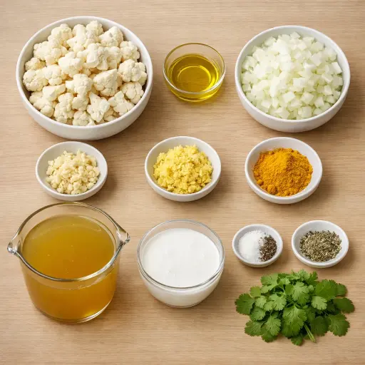 Ingredients for Golden Cauliflower and Turmeric Soup
