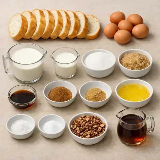 Ingredients for Golden Cinnamon French Toast Bake