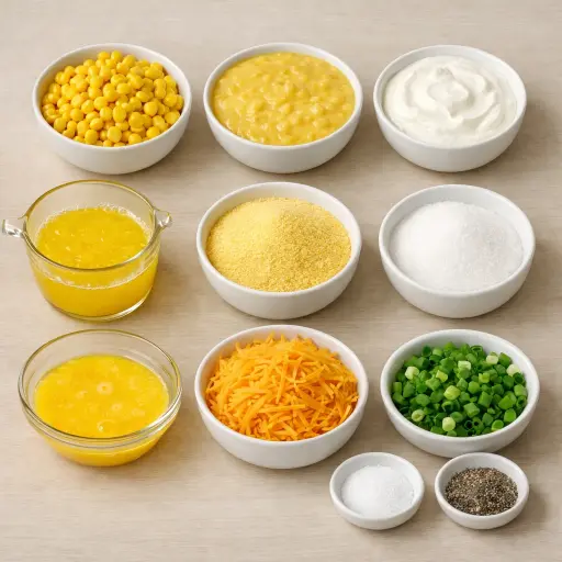 Ingredients for Golden Corn Casserole Delight