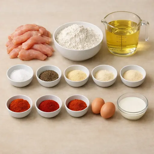 Ingredients for Golden Fried Chicken Tenders