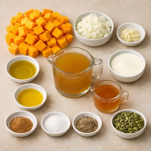 Ingredients for Golden Harvest Butternut Squash Soup