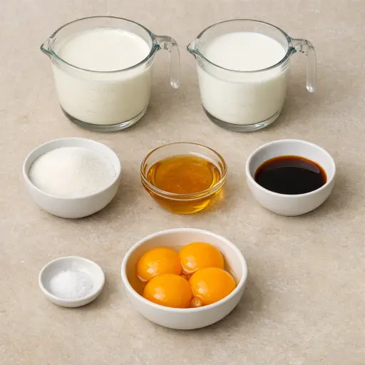 Ingredients for Golden Honey Vanilla Ice Cream