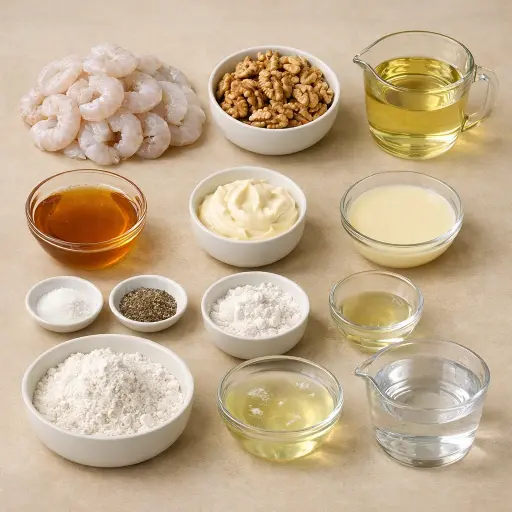 Ingredients for Golden Honey Walnut Shrimp