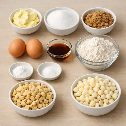 Ingredients for Golden Macadamia Delight Cookies