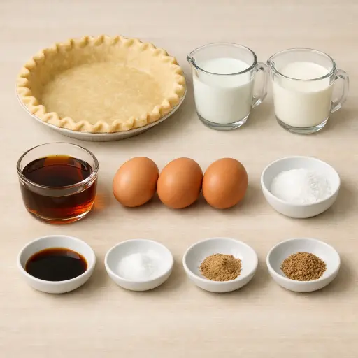 Ingredients for Golden Maple Custard Pie