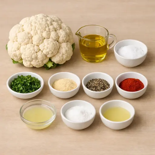 Ingredients for Golden Oven-Baked Cauliflower Delight