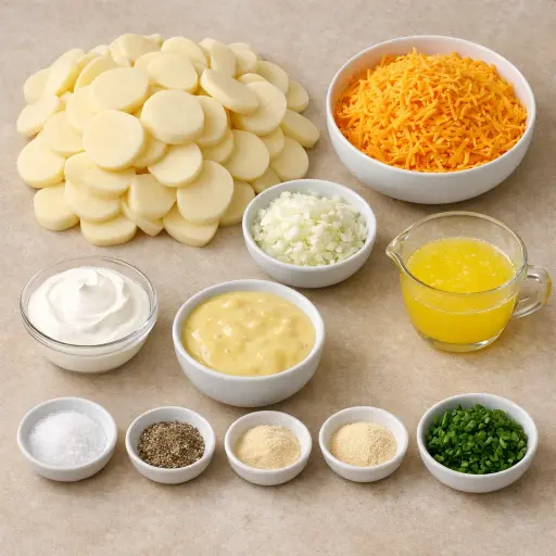 Ingredients for Golden Potato Cheese Casserole
