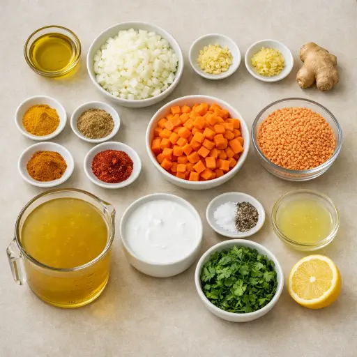 Ingredients for Golden Spiced Lentil Soup