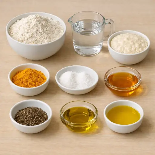 Ingredients for Golden Turmeric Sourdough Bread