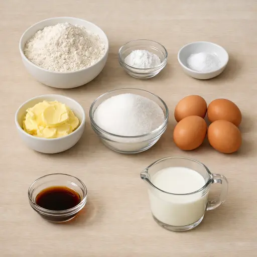 Ingredients for Golden Vanilla Butter Cake