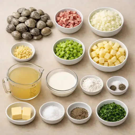 Ingredients for Gourmet Clam Chowder