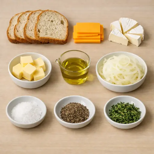 Ingredients for Gourmet Grilled Cheese Sandwiches