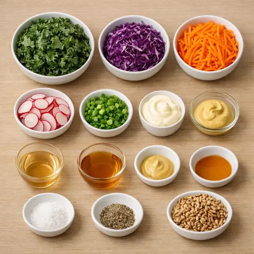 Ingredients for Gourmet Kale Coleslaw