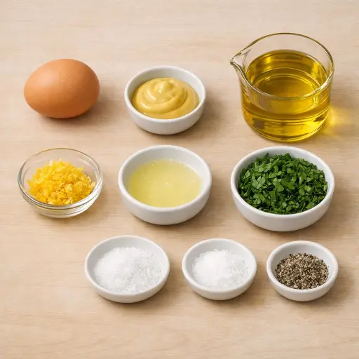 Ingredients for Gourmet Lemon-Basil Mayonnaise