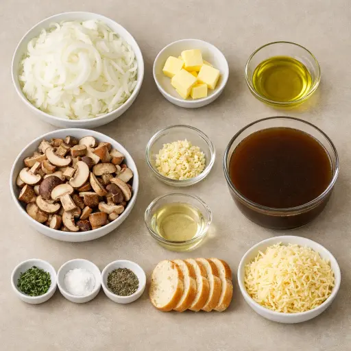 Ingredients for Gourmet Mushroom French Onion Soup
