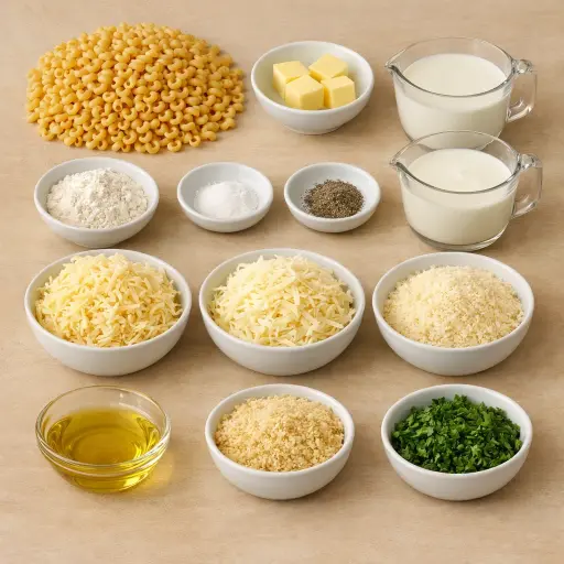 Ingredients for Gourmet Truffle Macaroni and Cheese