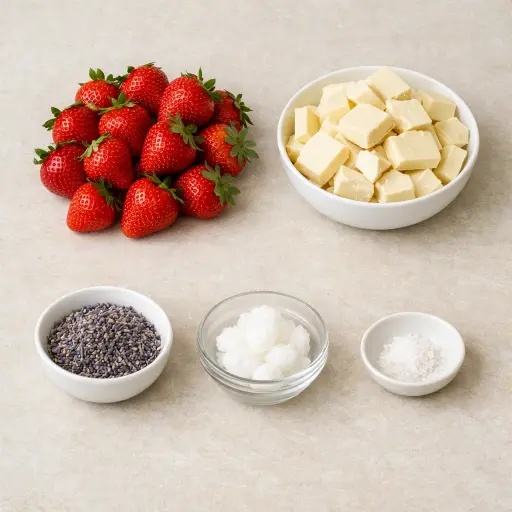 Ingredients for Gourmet White Chocolate Lavender Strawberries