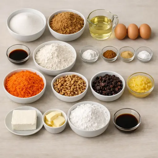Ingredients for Grandma's Heirloom Carrot Cake