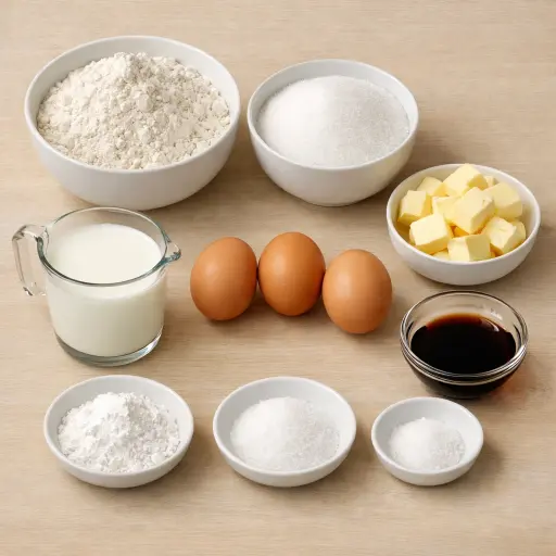 Ingredients for Grandma's Timeless Vanilla Cake