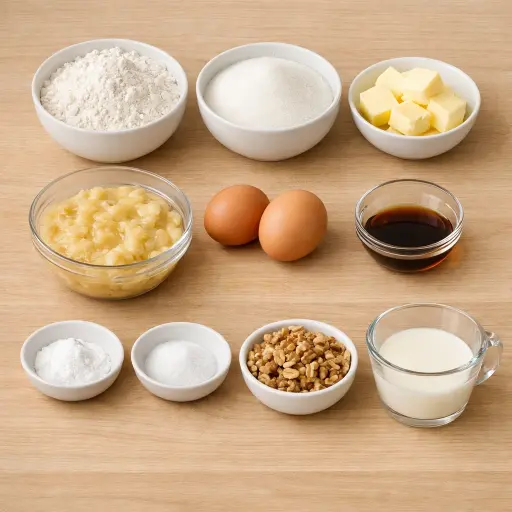 Ingredients for Grandmother's Banana Nut Loaf