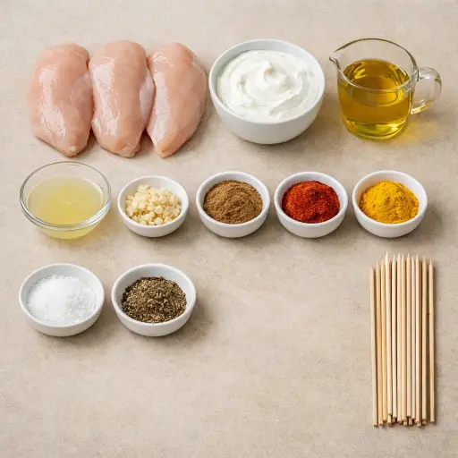 Ingredients for Greek Yogurt Chicken Skewers