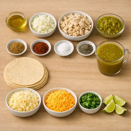 Ingredients for Green Chile Chicken Enchiladas