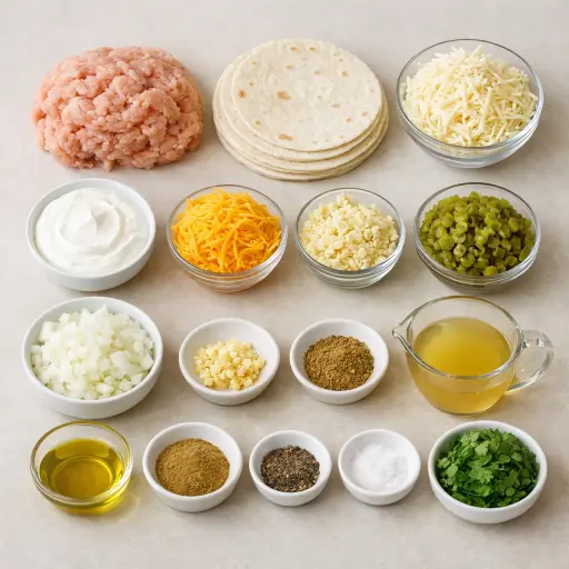 Ingredients for Green Chili Sour Cream Enchiladas