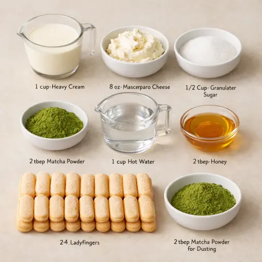 Ingredients for Green Tea Tiramisu