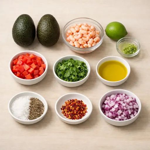 Ingredients for Grilled Avocado with Prawn Salsa
