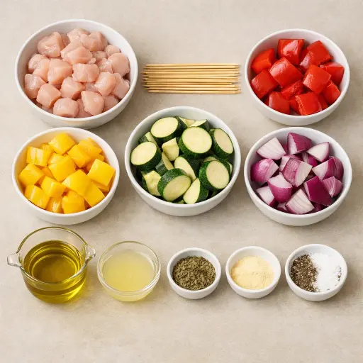 Ingredients for Grilled Chicken & Veggie Skewers