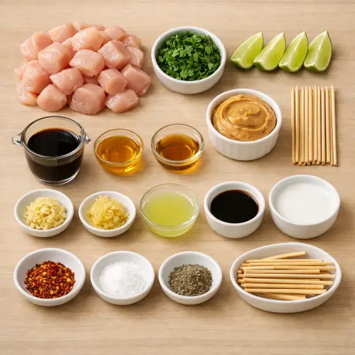 Ingredients for Grilled Chicken Skewers with Peanut Sauce