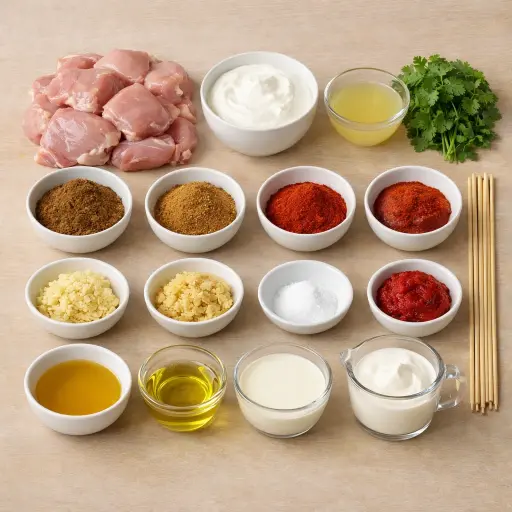 Ingredients for Grilled Chicken Tikka Masala Skewers
