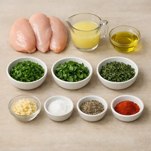 Ingredients for Grilled Lemon Herb Chicken