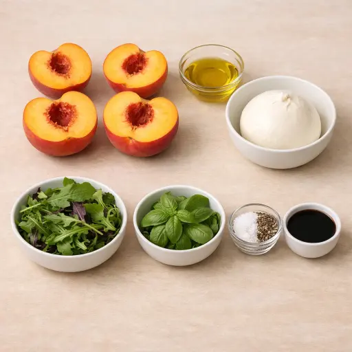 Ingredients for Grilled Peach and Burrata Salad