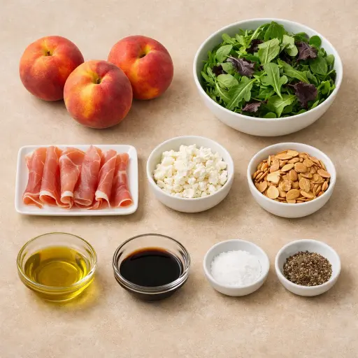 Ingredients for Grilled Peach and Prosciutto Salad