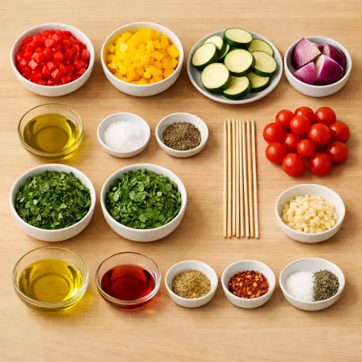 Ingredients for Grilled Vegetable Skewers with Chimichurri