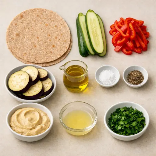 Ingredients for Grilled Veggie and Hummus Wrap