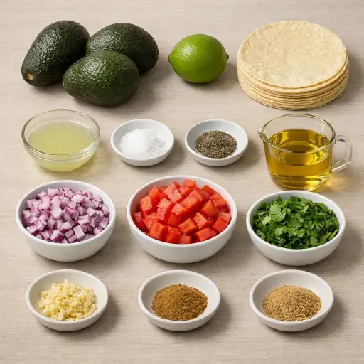 Ingredients for Guacamole and Chips