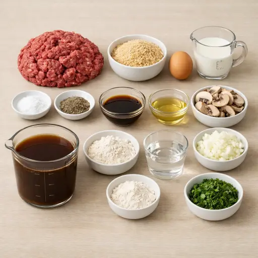Ingredients for Hamburger Steaks with Mushroom Gravy